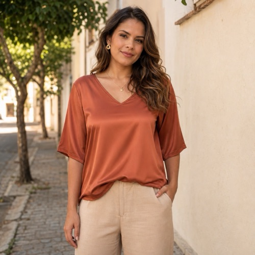 Blusa Cetim Brilho
